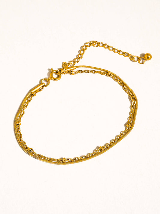 Alma Double Chain Bracelet - 18K Gold Plated - Non-Tarnish