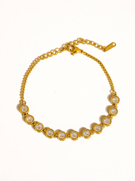 Ambrosia Rhinestone Chain Bracelet 18K Gold Non-Tarnish: Yellow Gold