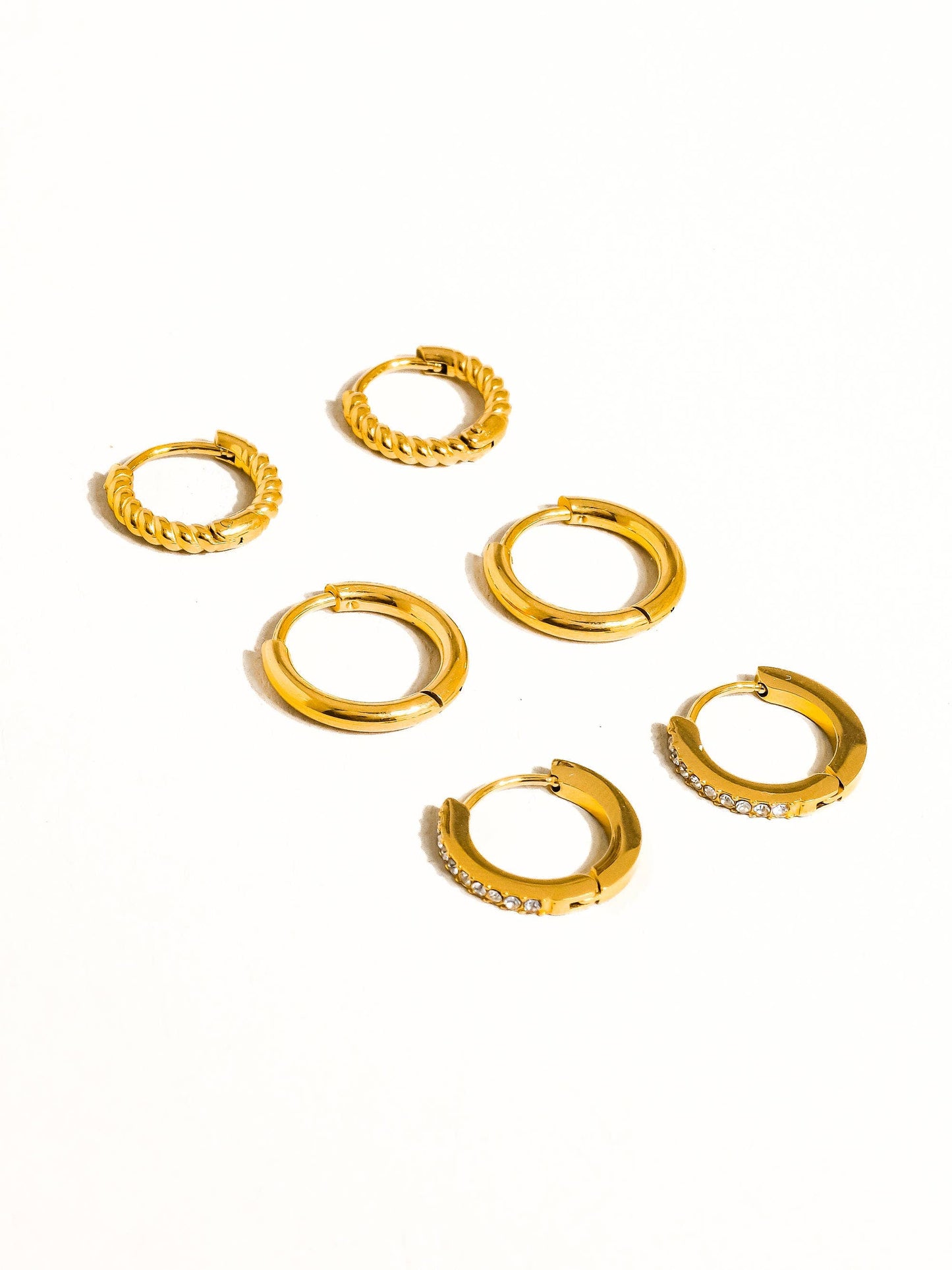 Claude CZ Hoops Earring 18K Gold Non-Tarnish: Yellow Gold