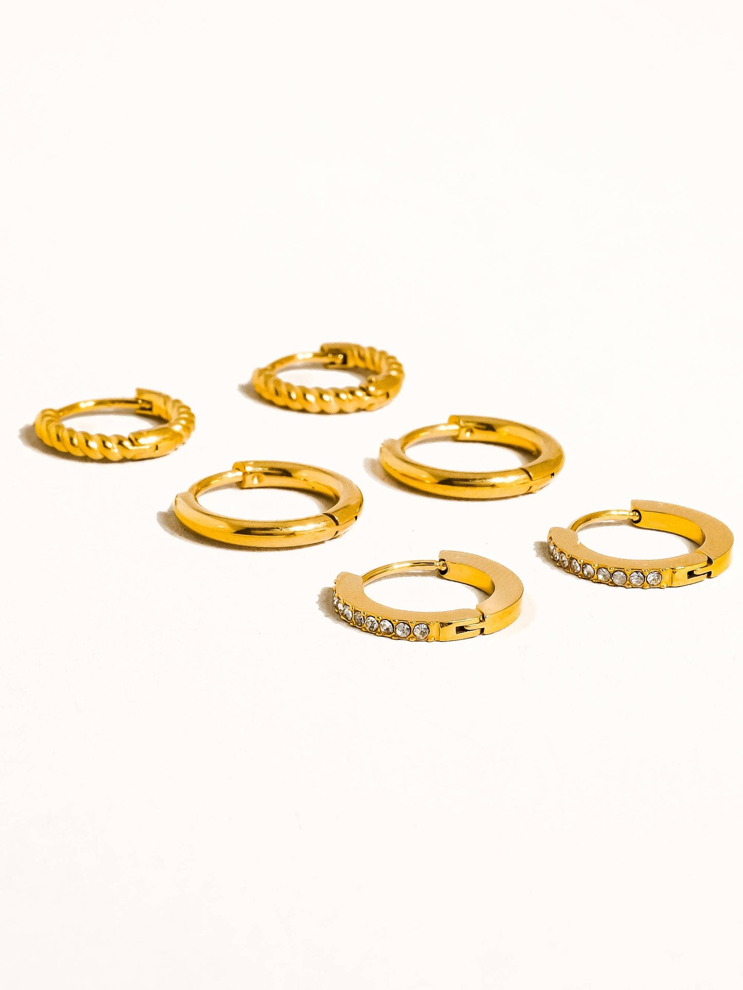 Claude CZ Hoops Earring 18K Gold Non-Tarnish: Yellow Gold
