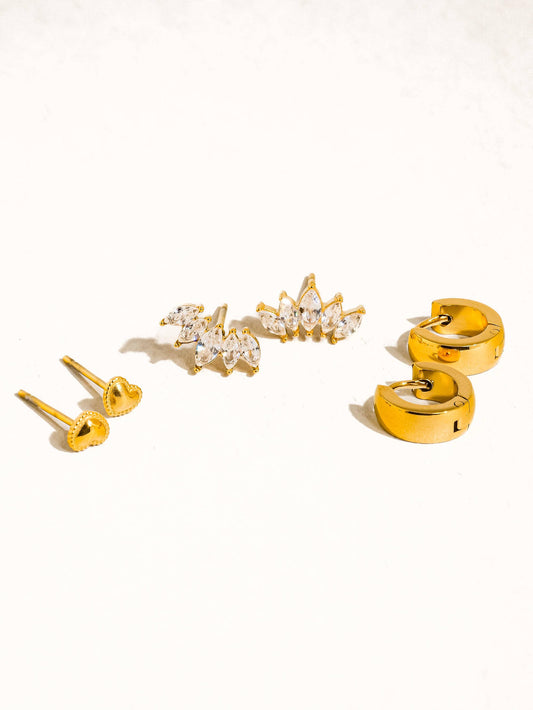 Anouk Hearts, Hoops &CZ Earring 18K Gold Non-Tarnish: Yellow Gold