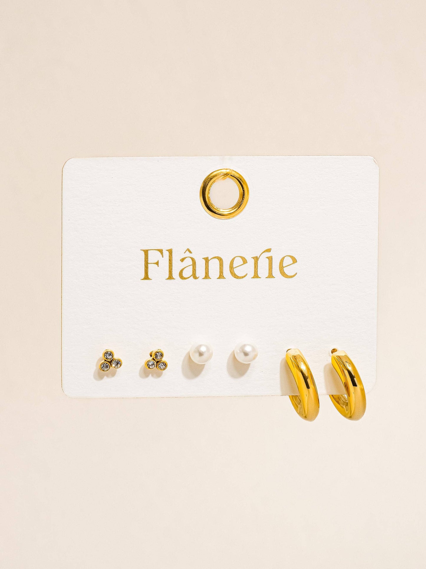 Carine Hoops, Pearl, CZ Earring 18K Gold Non-Tarnish: Yellow Gold