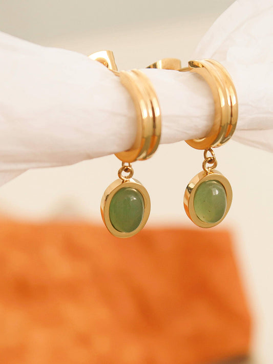 Boucles d'oreilles pendantes rondes délicates Whitnee : vertes