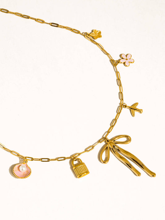 Tyla Bow Charm Necklace 18K Gold Non-Tarnish: Yellow Gold