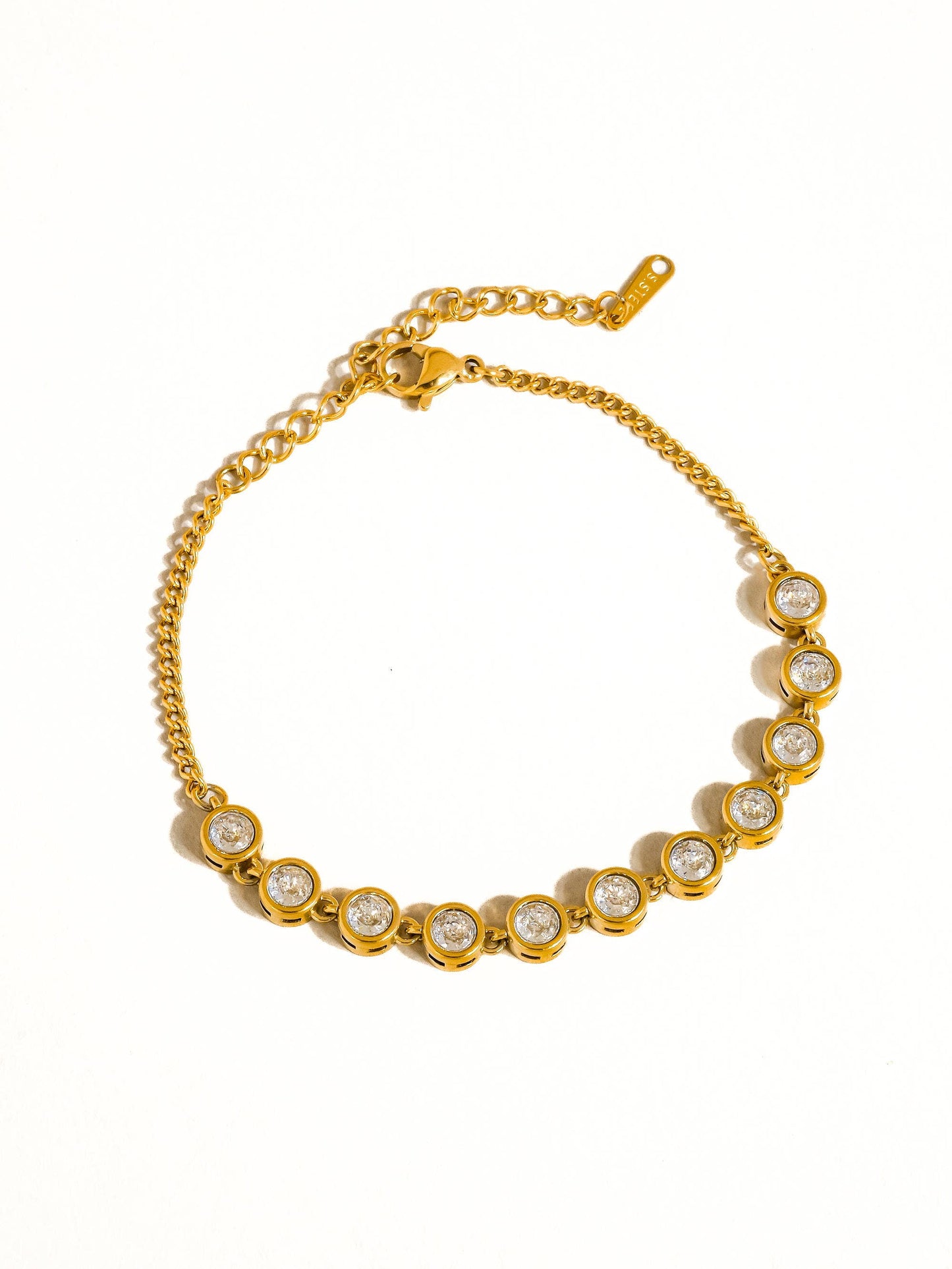 Ambrosia Rhinestone Chain Bracelet 18K Gold Non-Tarnish: Yellow Gold