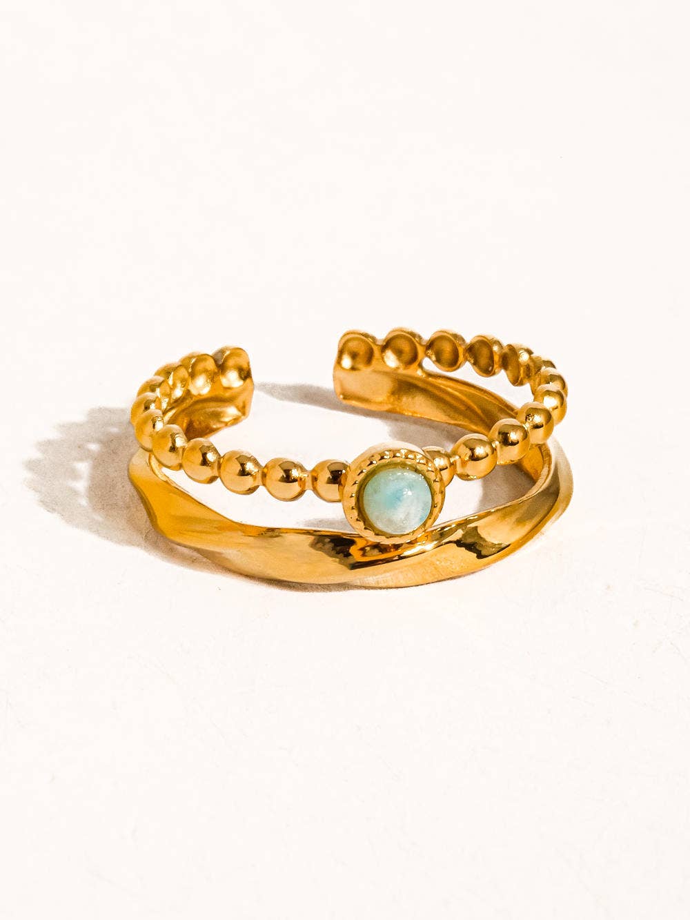 Lindy Layered Stone Ring 18K Gold Non-Tarnish: Turquoise