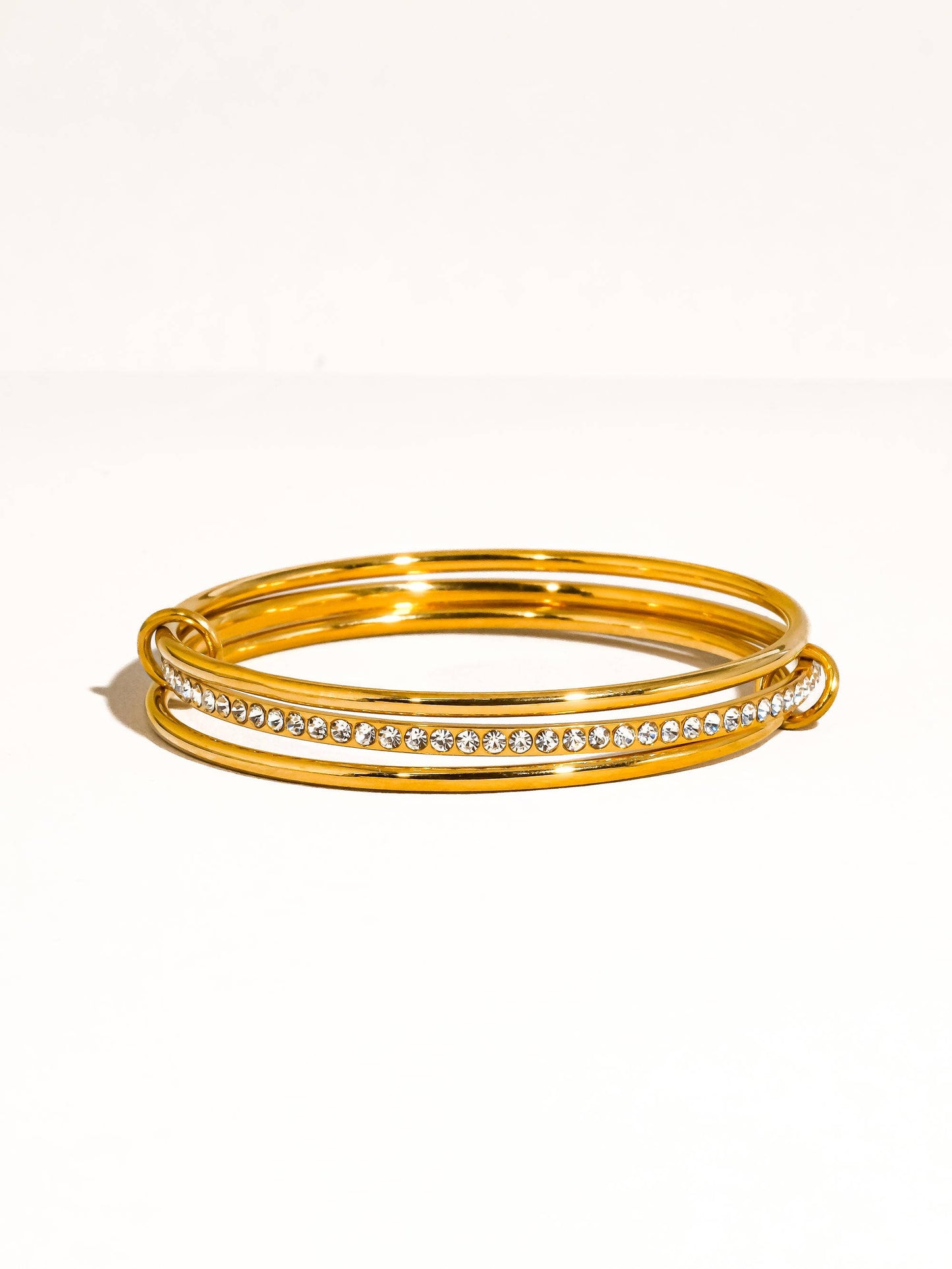 Frisson Rhinestone Stack Bracelet 18K Gold Non-Tarnish: Yellow Gold
