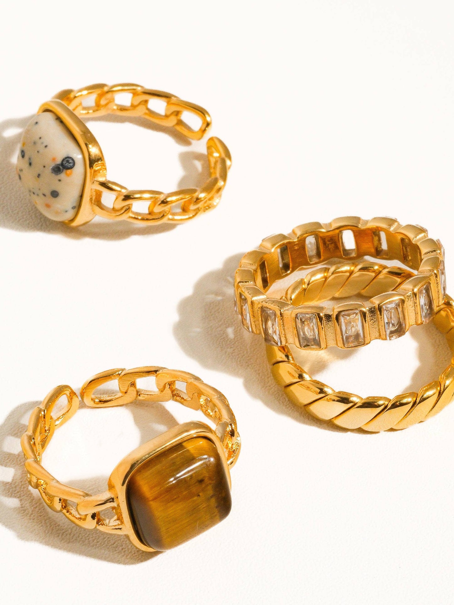 Sterling Gold Non-Tarnish Gold Rhinestone Ring: Yellow Gold / 7