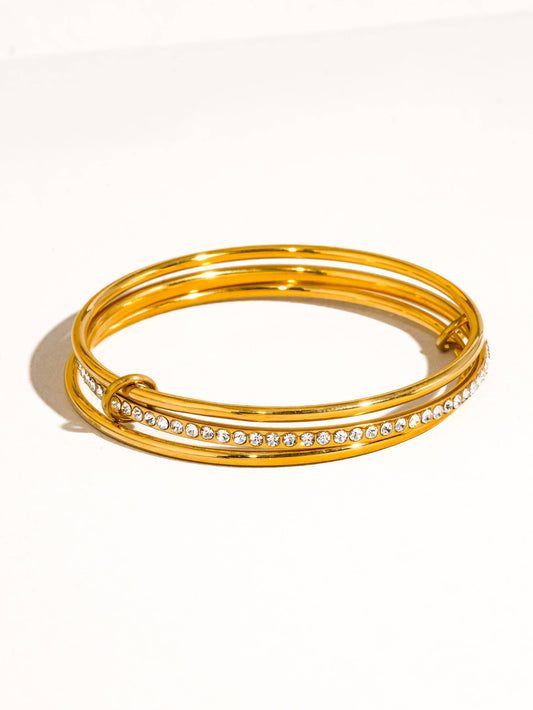 Frisson Rhinestone Stack Bracelet 18K Gold Non-Tarnish: Yellow Gold