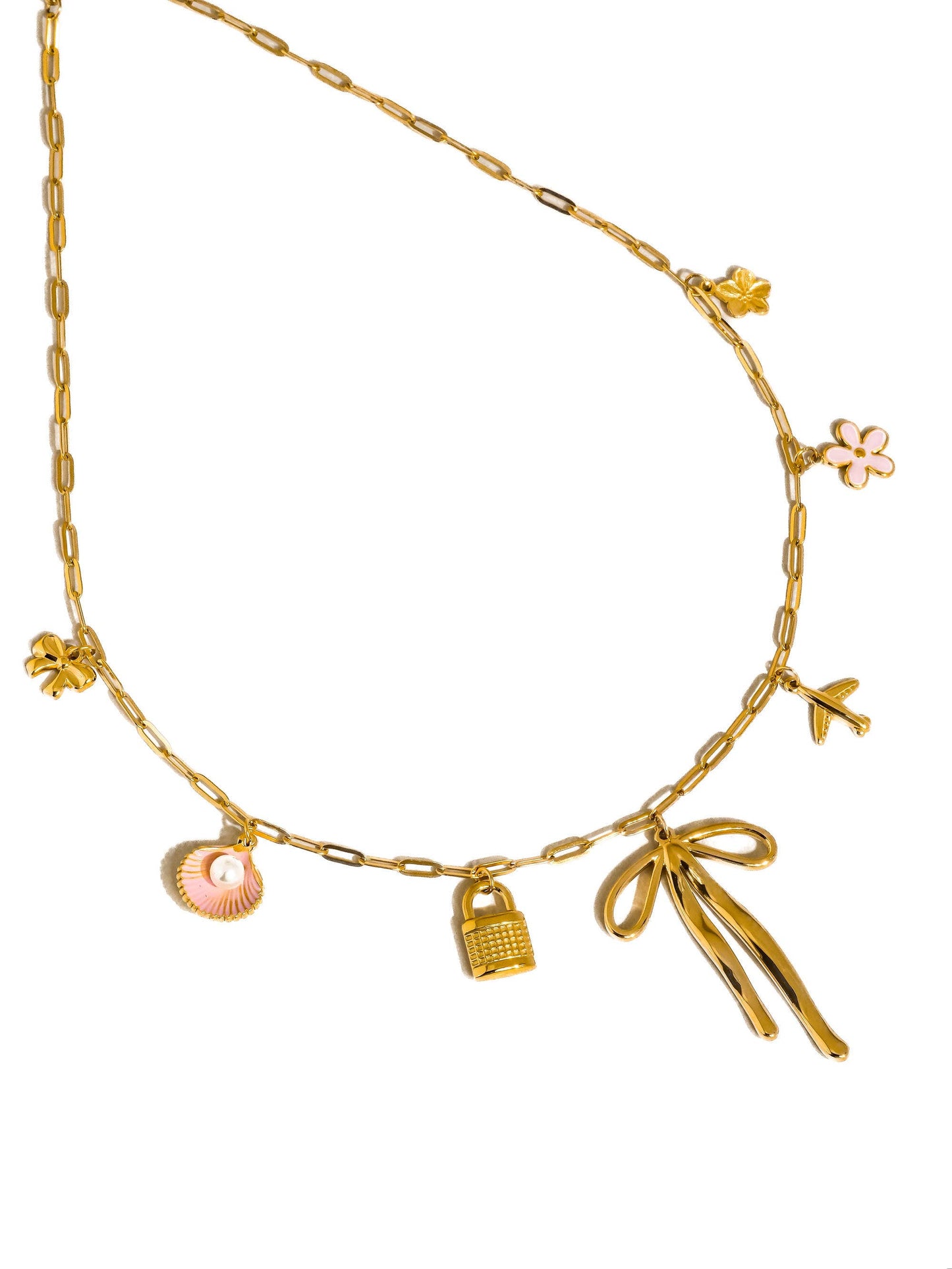 Tyla Bow Charm Necklace 18K Gold Non-Tarnish: Yellow Gold