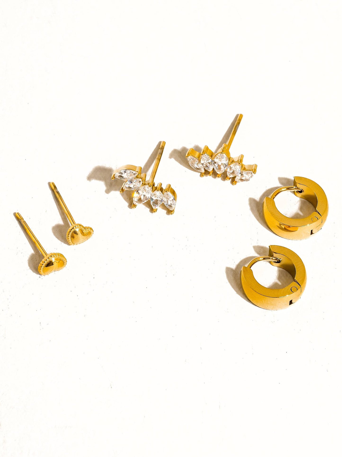 Anouk Hearts, Hoops &CZ Earring 18K Gold Non-Tarnish: Yellow Gold