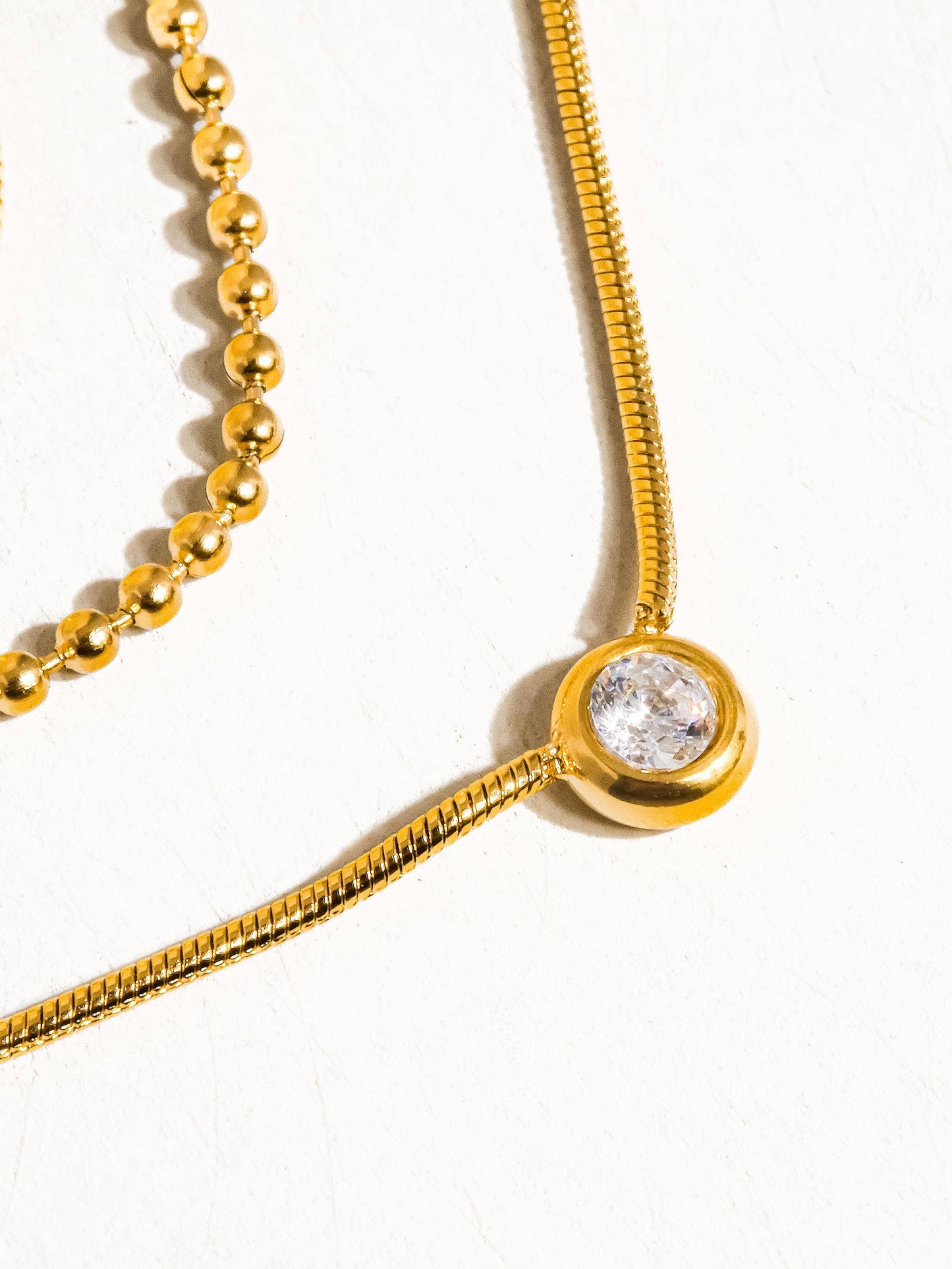 Paulette Trilayer CZ Chain Necklace 18K Gold Non-Tarnish: Yellow Gold