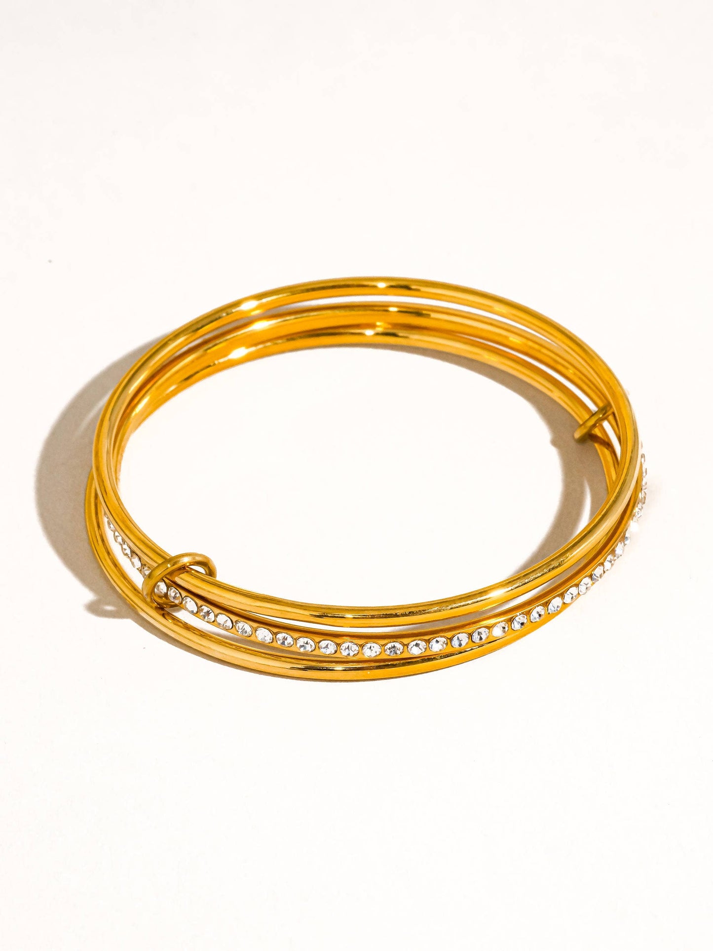 Frisson Rhinestone Stack Bracelet 18K Gold Non-Tarnish: Yellow Gold