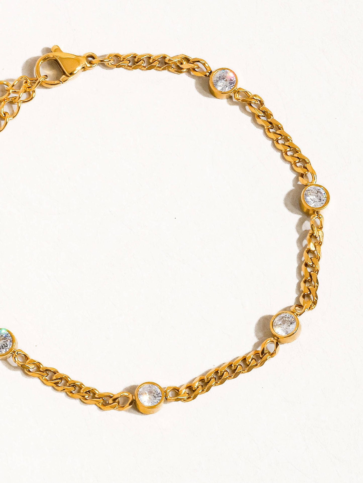 Cyrus Chain Bracelet - 18K Gold Non-Tarnish CZ: Yellow Gold