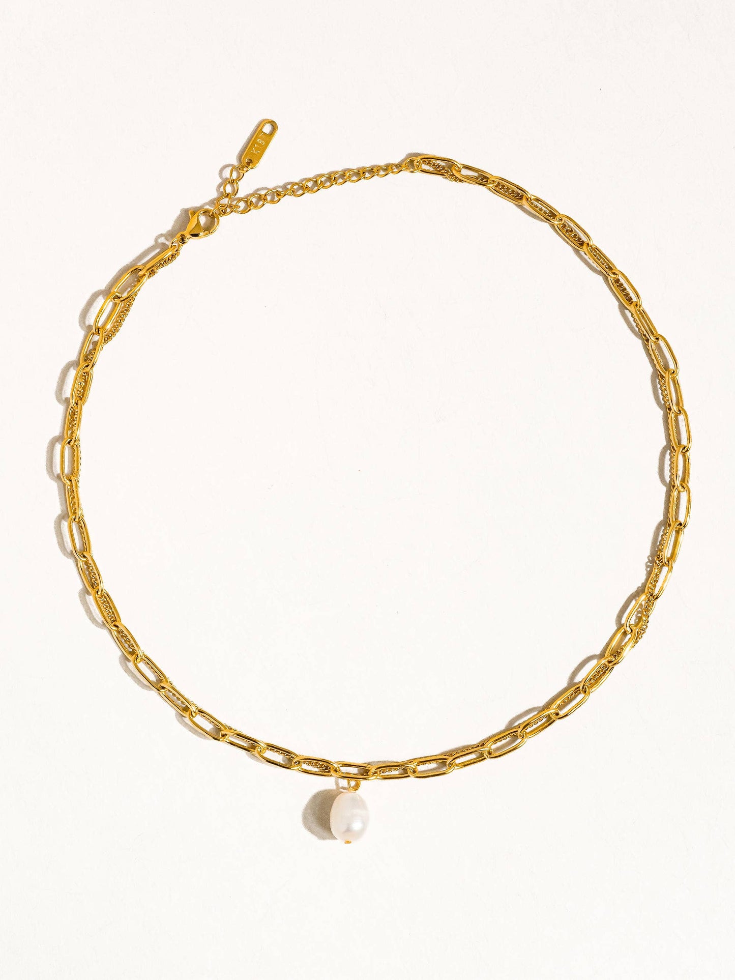 Percy Layered Chain Pearl Necklace - 18K Gold Non-Tarnish: Yellow Gold
