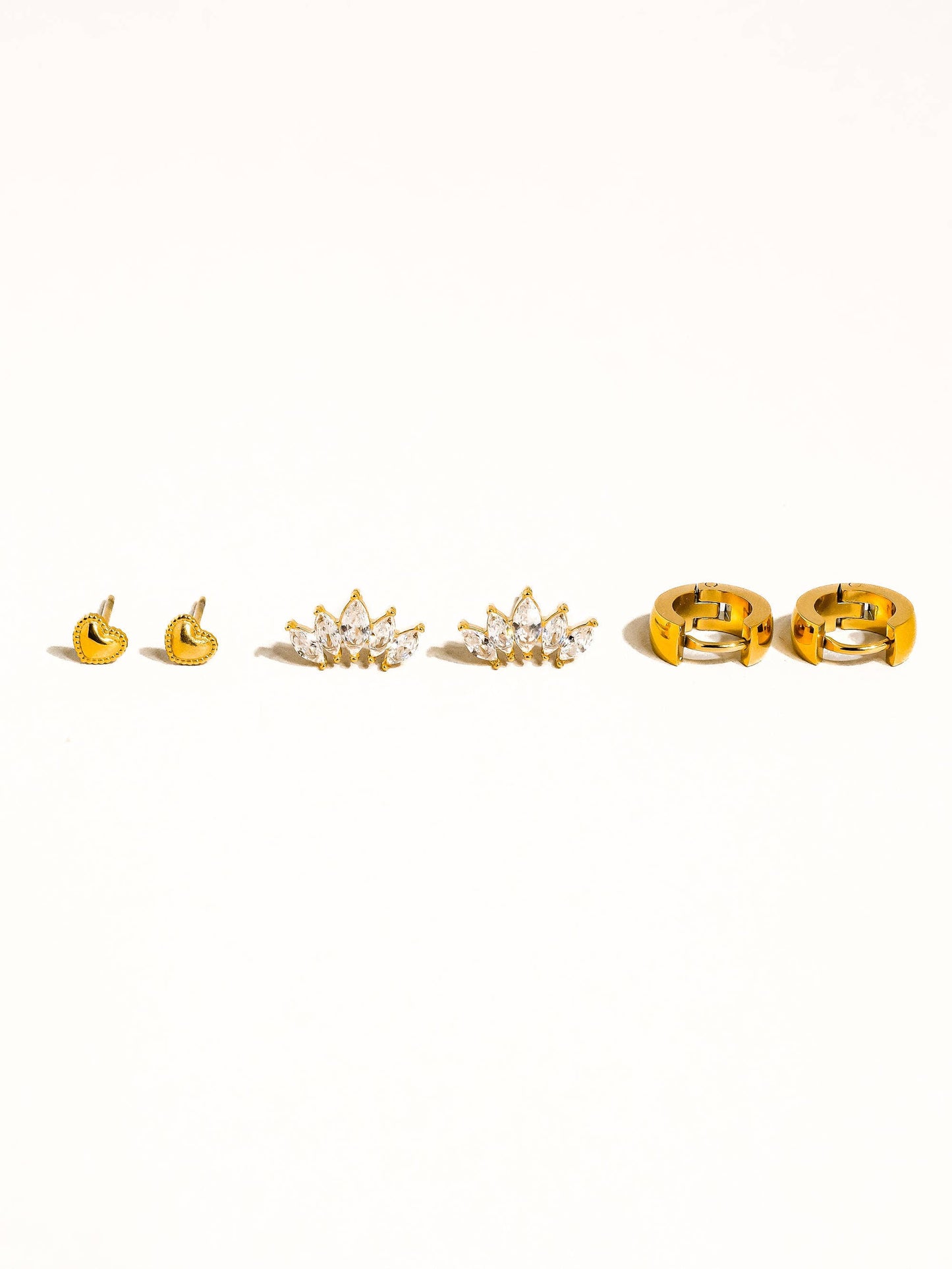 Anouk Hearts, Hoops &CZ Earring 18K Gold Non-Tarnish: Yellow Gold