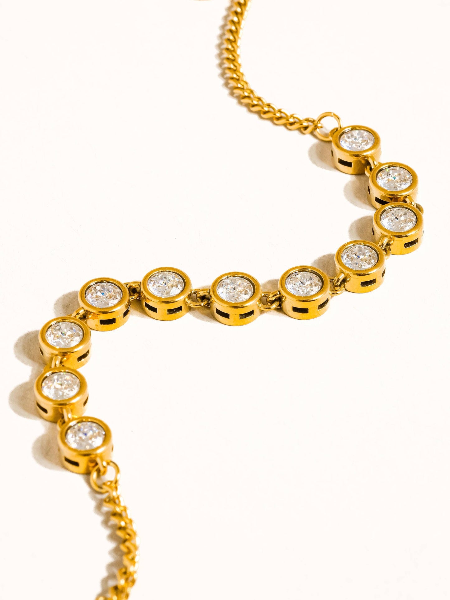 Ambrosia Rhinestone Chain Bracelet 18K Gold Non-Tarnish: Yellow Gold