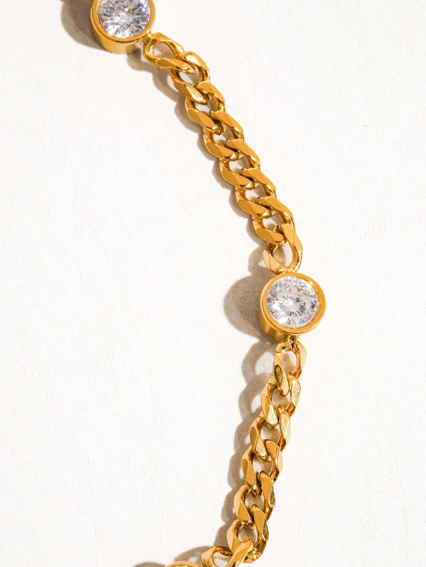 Cyrus Chain Bracelet - 18K Gold Non-Tarnish CZ: Yellow Gold