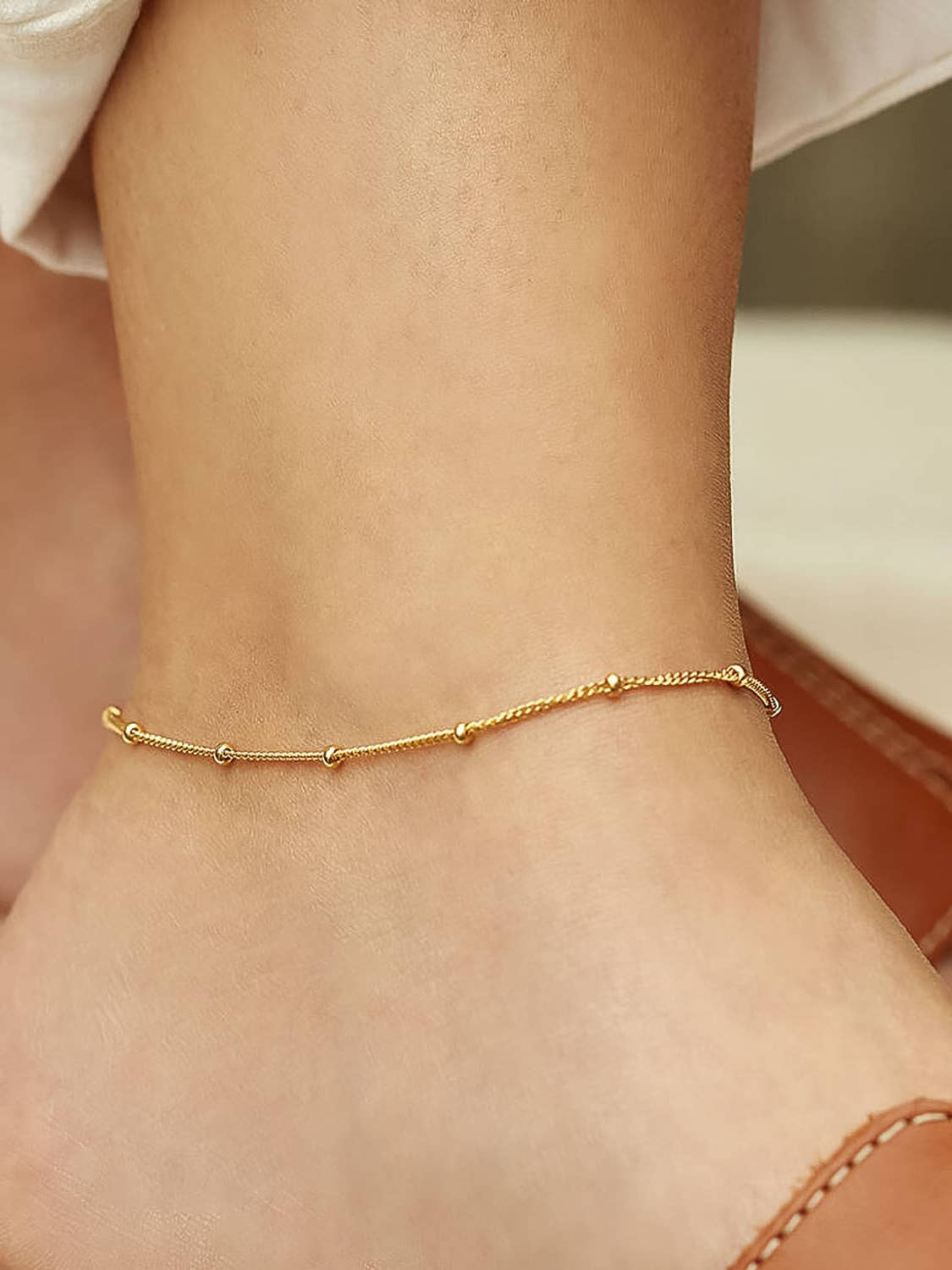 Vivi Classic Beaded Chain Anklets 18K Gold Non-Tarnish: Yellow Gold