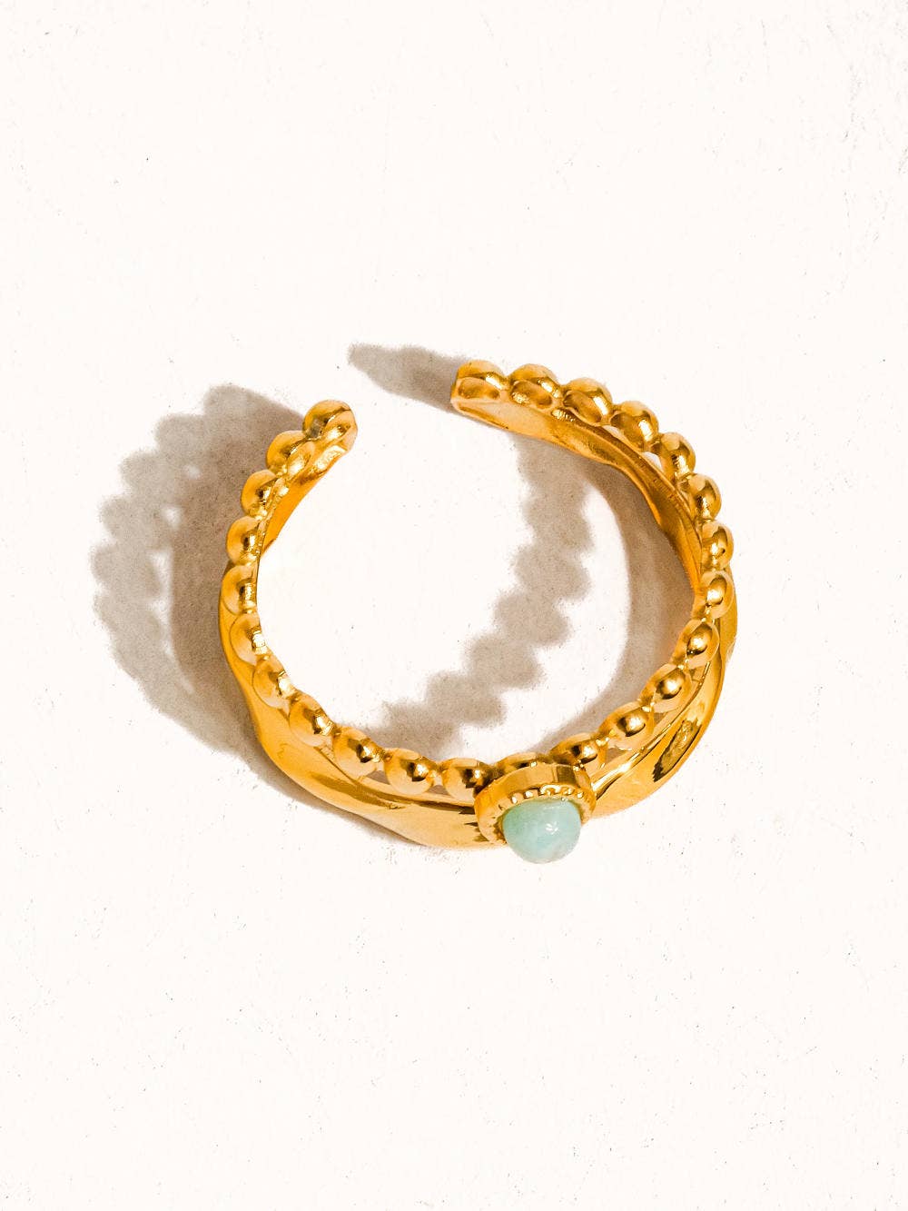 Lindy Layered Stone Ring 18K Gold Non-Tarnish: Turquoise