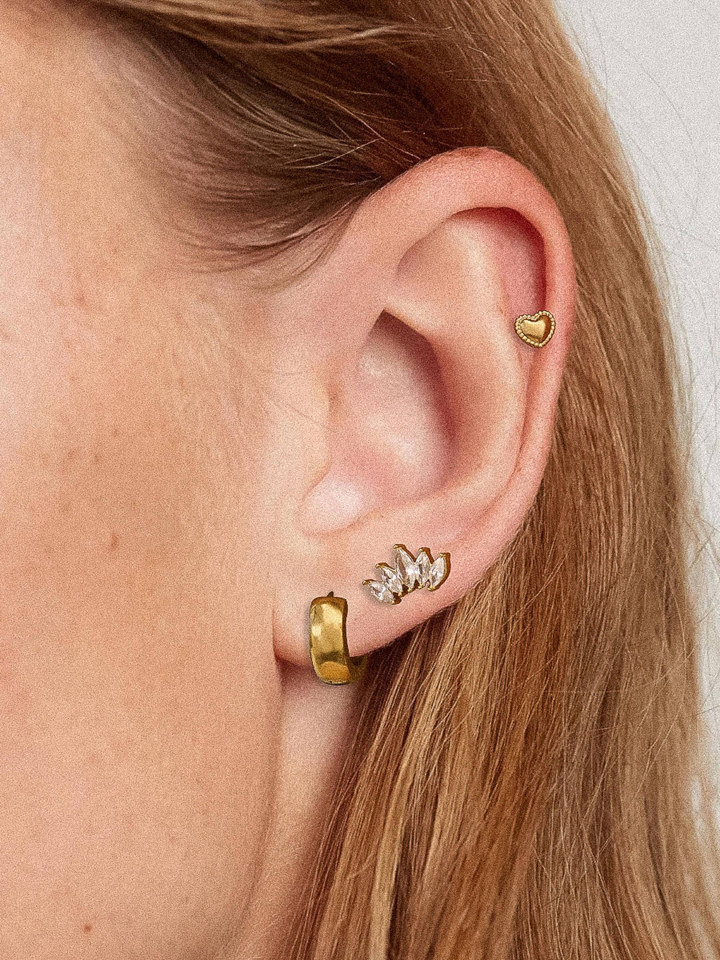 Anouk Hearts, Hoops &CZ Earring 18K Gold Non-Tarnish: Yellow Gold