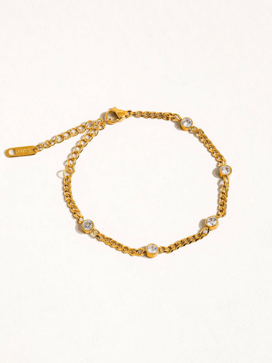Cyrus Chain Bracelet - 18K Gold Non-Tarnish CZ: Yellow Gold
