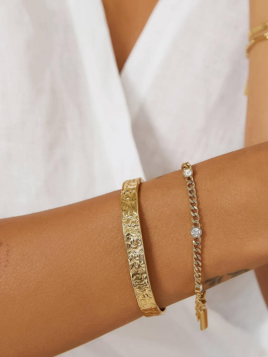 Cyrus Chain Bracelet - 18K Gold Non-Tarnish CZ: Yellow Gold